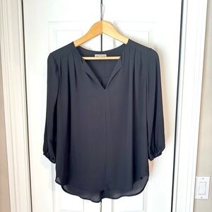 Nordstrom’s Pleione Black 3/4 Puff Sleeve Elegant Relaxed Fit Blouse Size Medium